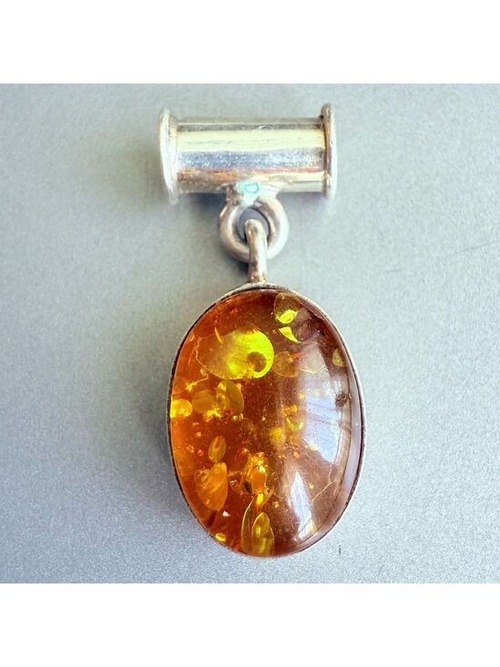 Jewelry - 925 Sterling Silver 4.3 CT Baltic Honey Amber Slide 1.25" Pendant